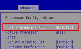 Activați Hyper-Threading și nucleele CPU în BIOS (UEFI)